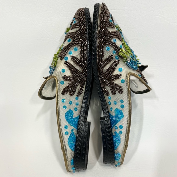 Beverly Feldman Beaded Sequin Shoes Seahorse Starfish Nautical Ocean Size 5.5 - Picture 5 of 13